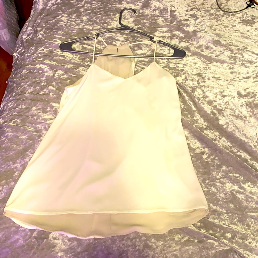 White/off white chiffon spaghetti tank top